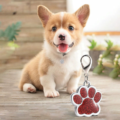 Alloy Shiny Engravable Paw Shape Cat Dog Tags With Lobster Clasp  ( pk of 10 ) / KT1003