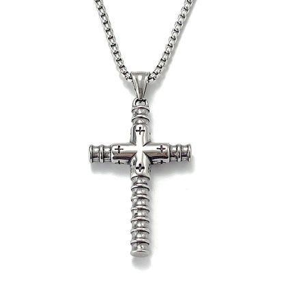 No.2 Stainless Steel Vintage Cross Pendant Necklace / KJ0198