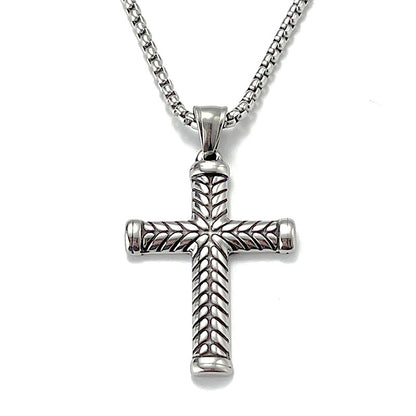 No.5 Stainless Steel Vintage Cross Pendant Necklace / KJ0201