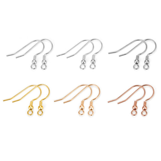 Sterling Silver Earring Hooks With Beads ( pk of 10 pairs ) / KA4040