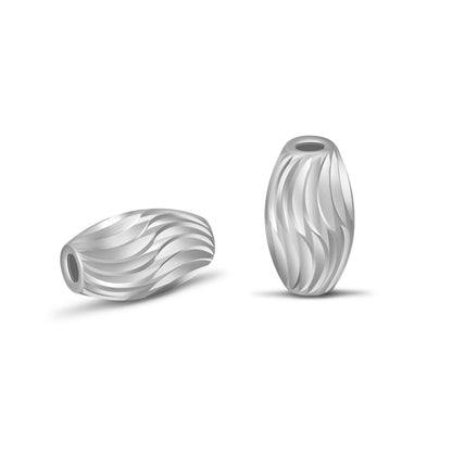 Oval S Ripple Olive Sterling Silver Beads ( pk of 10 )