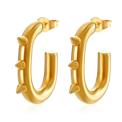1 Pair Oval stainless steel Hoop earrings for women / 25104012