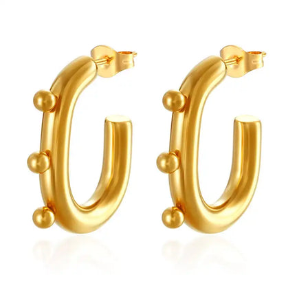 1 Pair Oval stainless steel Hoop earrings for women / 25104012