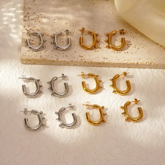 1 Pair Oval stainless steel Hoop earrings for women / 25104012