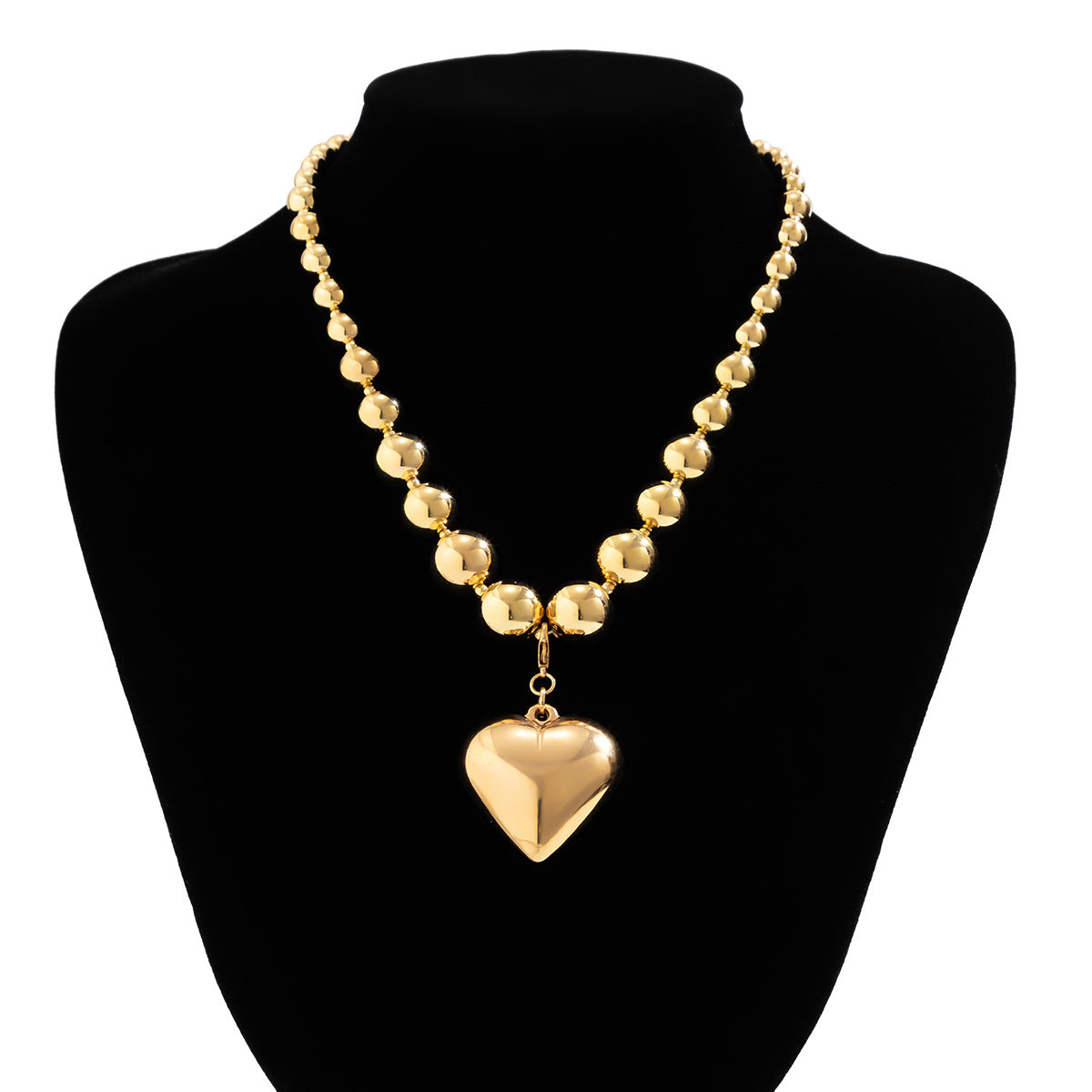 Punk Style CCB Necklace With Heart Pendant