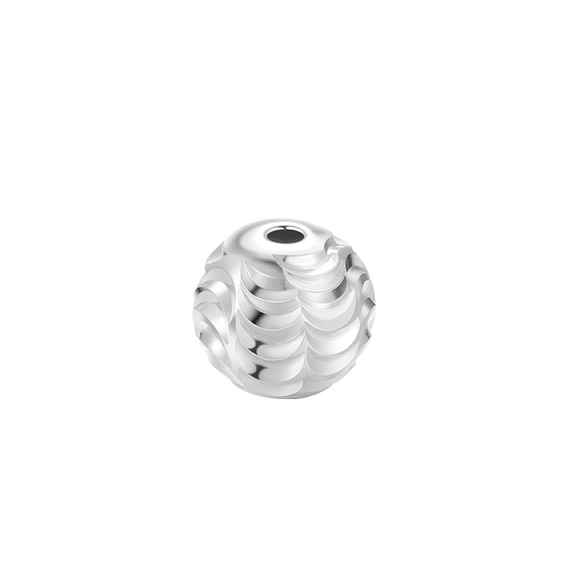 Round Ripple Olive Style Sterling Silver Beads ( pk of 10 )