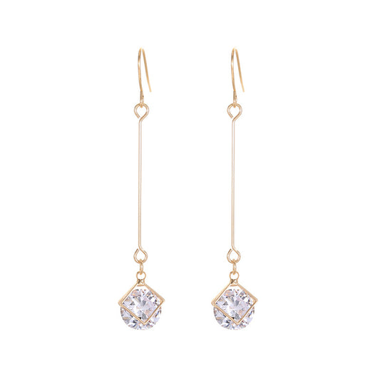 Ruffled Zircon Dangle Earrings ( Pk of 2 Pairs ) / KJ2028