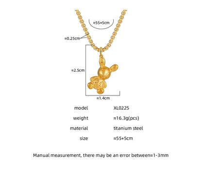 Simple Style Stainless Steel Cartoon Bear Pendant Necklace / KJ0247