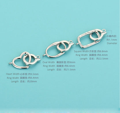 Sterling Silver Spring Ring Clasp With Heart Connector ( pk of 10 )