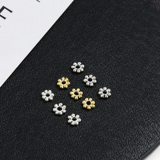 Snowflake Style Sterling Silver Beads ( pk of 10 )
