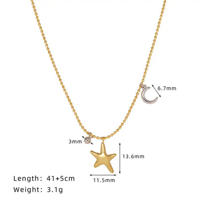 Stainless Steel Beaded Sun Moon Charm Necklace / 25004002