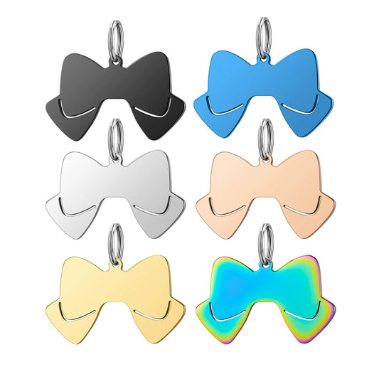 Stainless Steel Blank Bow Cat Dog Tags ( pk of 10 ) / KT0007