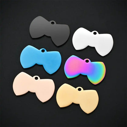 Stainless Steel Blank Bow Cat Dog Tags ( pk of 10 ) / KT0008