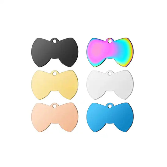 Stainless Steel Blank Bow Cat Dog Tags ( pk of 10 ) / KT0008