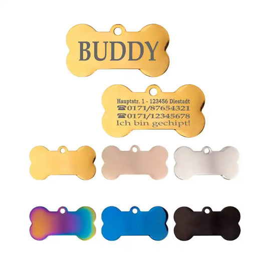 Stainless Steel Blank Engravable Bone Dog Tags / Lot of 10pcs / KT0001