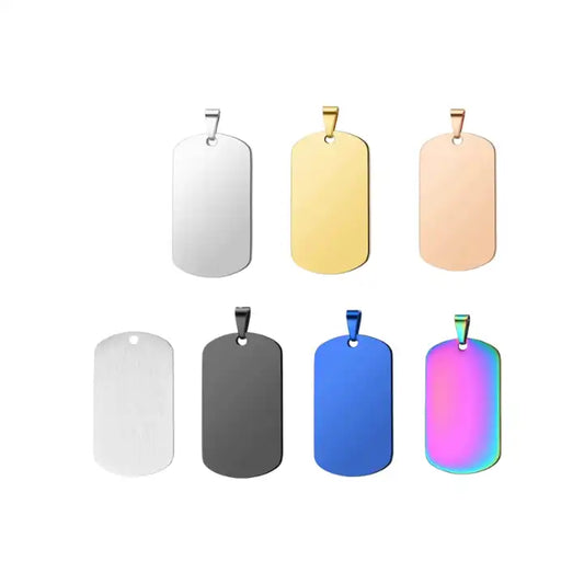 Stainless Steel Blank Rounded Corner Military Cat Dog Tags ( pk of 10 ) / KT0010