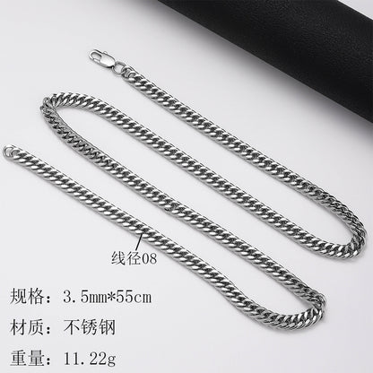 Stainless Steel Double Diamond Cut Curb Chain Necklace / KJ0225