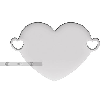 25*17mm Stainless Steel Dual Hole Engravable Heart Cat Dog Tags ( pk of 10 ) / KT0027