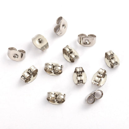 4.5x6mm Stainless Steel Ear Back, Anti-Allergy Earplugs, Butterfly Buckle Ear Plugs ( pk of 100)