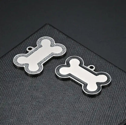Stainless Steel Enamel Engravable Bone Cat Dog Tags / Lot of 10pcs / KT0004