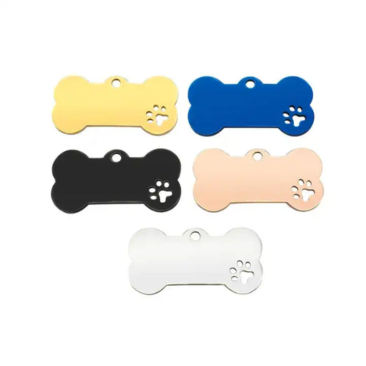 Stainless Steel Engravable Bone Hollow Paw Dog Tags / Lot of 10pcs / KT0002