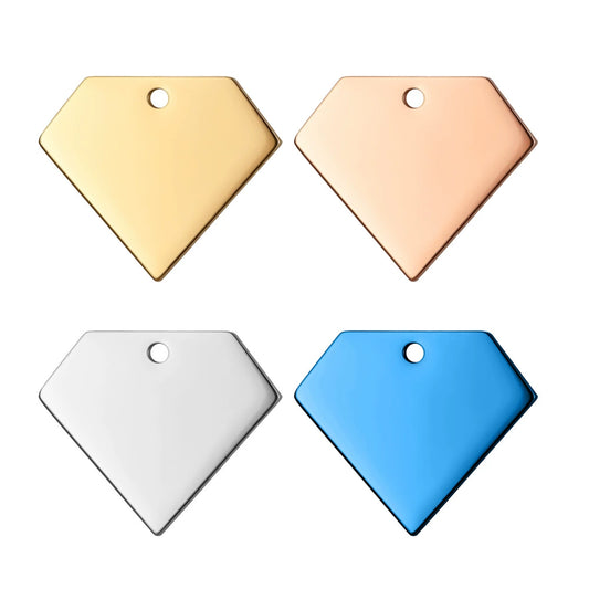 Stainless Steel Engravable Diamond Cat Dog Tags ( pk of 10 ) / KT0016