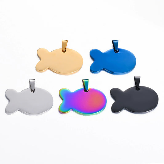 Stainless Steel Engravable Fish Shape Dog Tags ( pk of 10 ) / KT0049