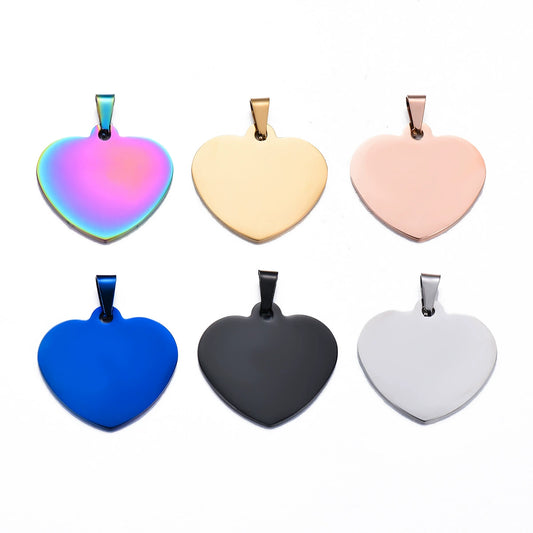 Stainless Steel Engravable Heart Cat Dog Tags ( pk of 10 ) / KT0025