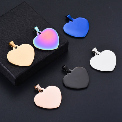 Stainless Steel Engravable Heart Cat Dog Tags ( pk of 10 ) / KT0025