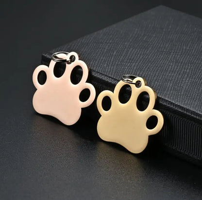 Stainless Steel Engravable Hollow Paw Dog Cat Tags ( pk of 10 ) / KT0039