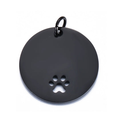 Stainless Steel Engravable Hollow Paw Round Cat Dog Tags ( pk of 10 ) / KT0020
