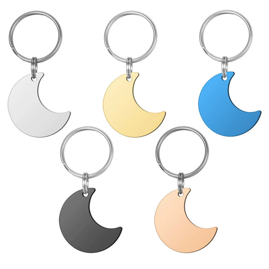Stainless Steel Engravable Moon Dog Tags ( pk of 10 ) / KT0052