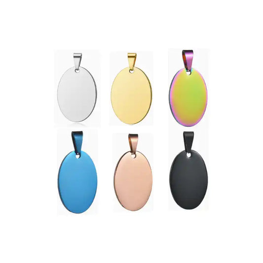 Stainless Steel Engravable Oval Cat Dog Tags ( pk of 10 ) / KT0021