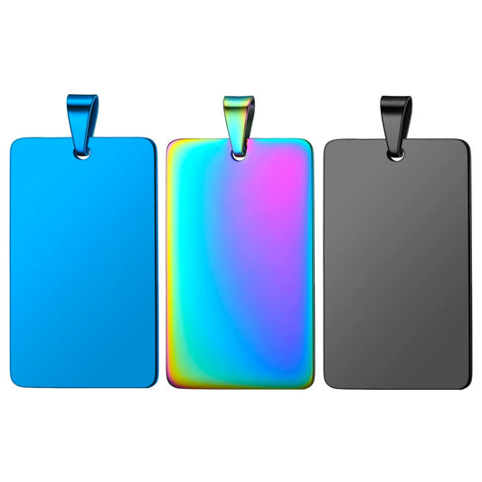 Stainless Steel Engravable Rectangle Military Dog Tags ( pk of 10 ) / KT0014