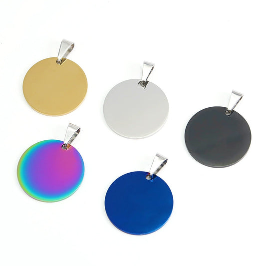 Stainless Steel Engravable Round Cat Dog Tags ( pk of 10 ) / KT0018