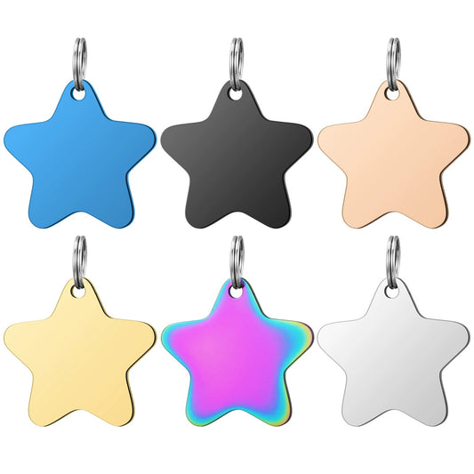 Stainless Steel Engravable Star Cat Dog Tags ( pk of 10 ) / KT0043