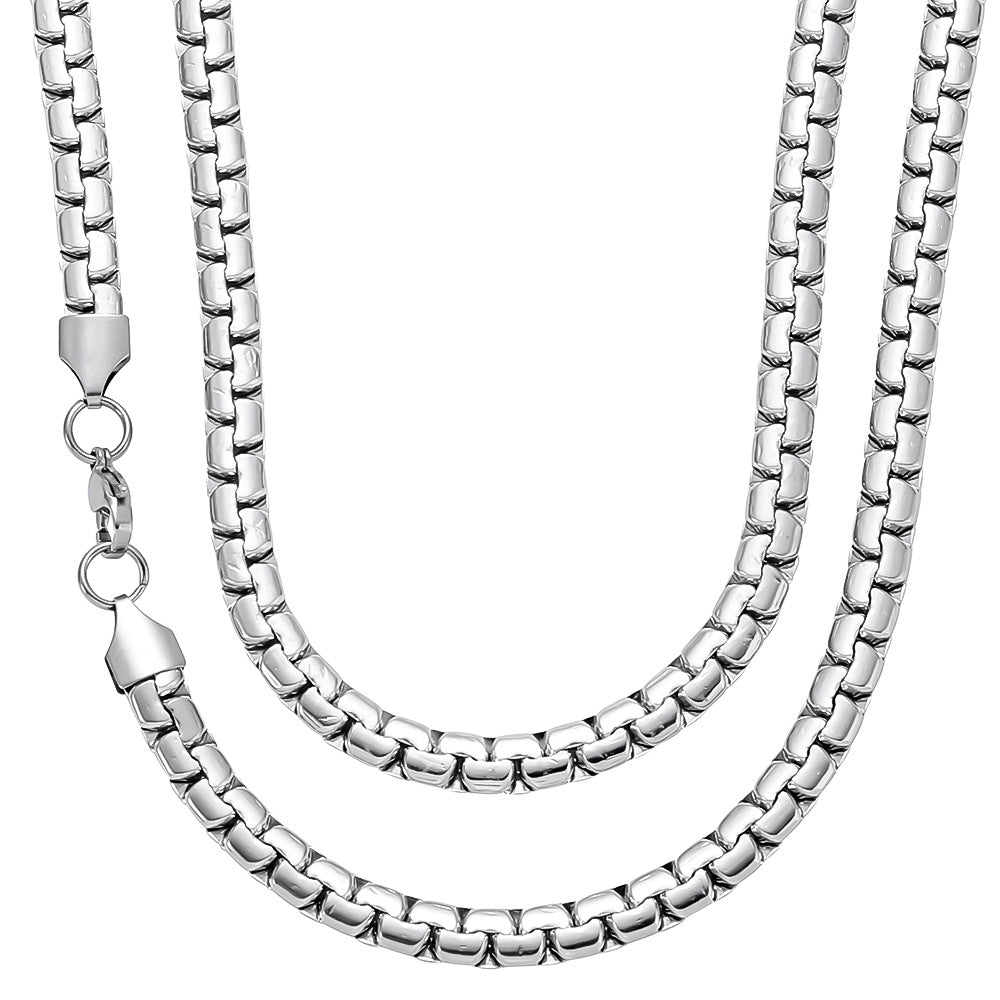 Stainless Steel Round Box Chain Necklace ( Pk of 10 ) / KJ0223