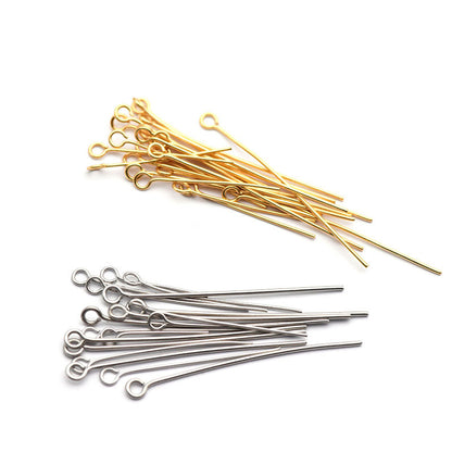 0.7-1mm Stainless Steel Gold Plated Jewelry Making Eye Pins (Pack of 400)