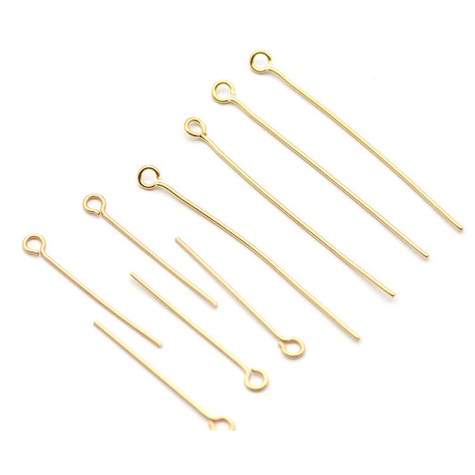 0.7-1mm Stainless Steel Gold Plated Jewelry Making Eye Pins (Pack of 400)