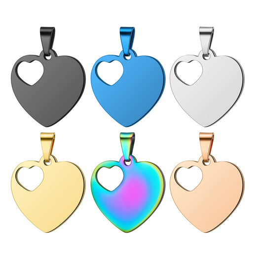 30*30mm Stainless Steel Hollow Heart Engravable Cat Dog Tags ( pk of 10 ) / KT0031