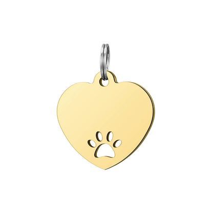 Stainless Steel Hollow Paw Engravable Heart Cat Dog Tags ( pk of 10 ) / KT0030