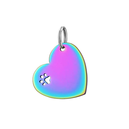 32*29.5mm Stainless Steel Hollow Paw Engravable Heart Cat Dog Tags ( pk of 10 ) / KT0029