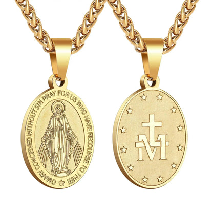 Stainless Steel Minimalist Cross Religious Pendant Necklace / 25005003