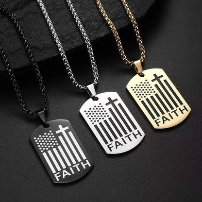 Stainless Steel Minimalist Cross Religious Pendant Necklace / 25005003