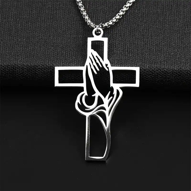 Stainless Steel Minimalist Cross Religious Pendant Necklace / 25005003