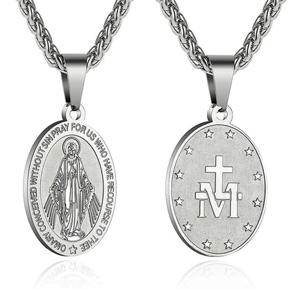 Stainless Steel Minimalist Cross Religious Pendant Necklace / 25005003