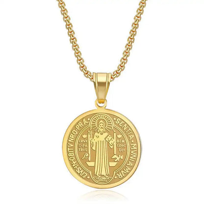 Stainless Steel Minimalist Religious Pendant Necklace / 25005004