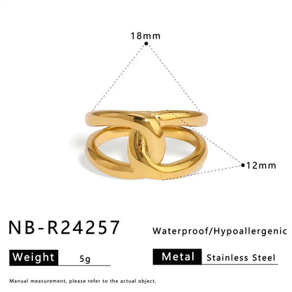 Stainless Steel Ocean-style with shell, flower, leaf and line hollow-out Rings  / 25204009