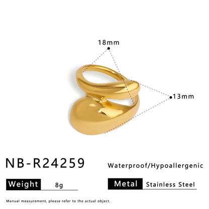 Stainless Steel Ocean-style with shell, flower, leaf and line hollow-out Rings  / 25204009