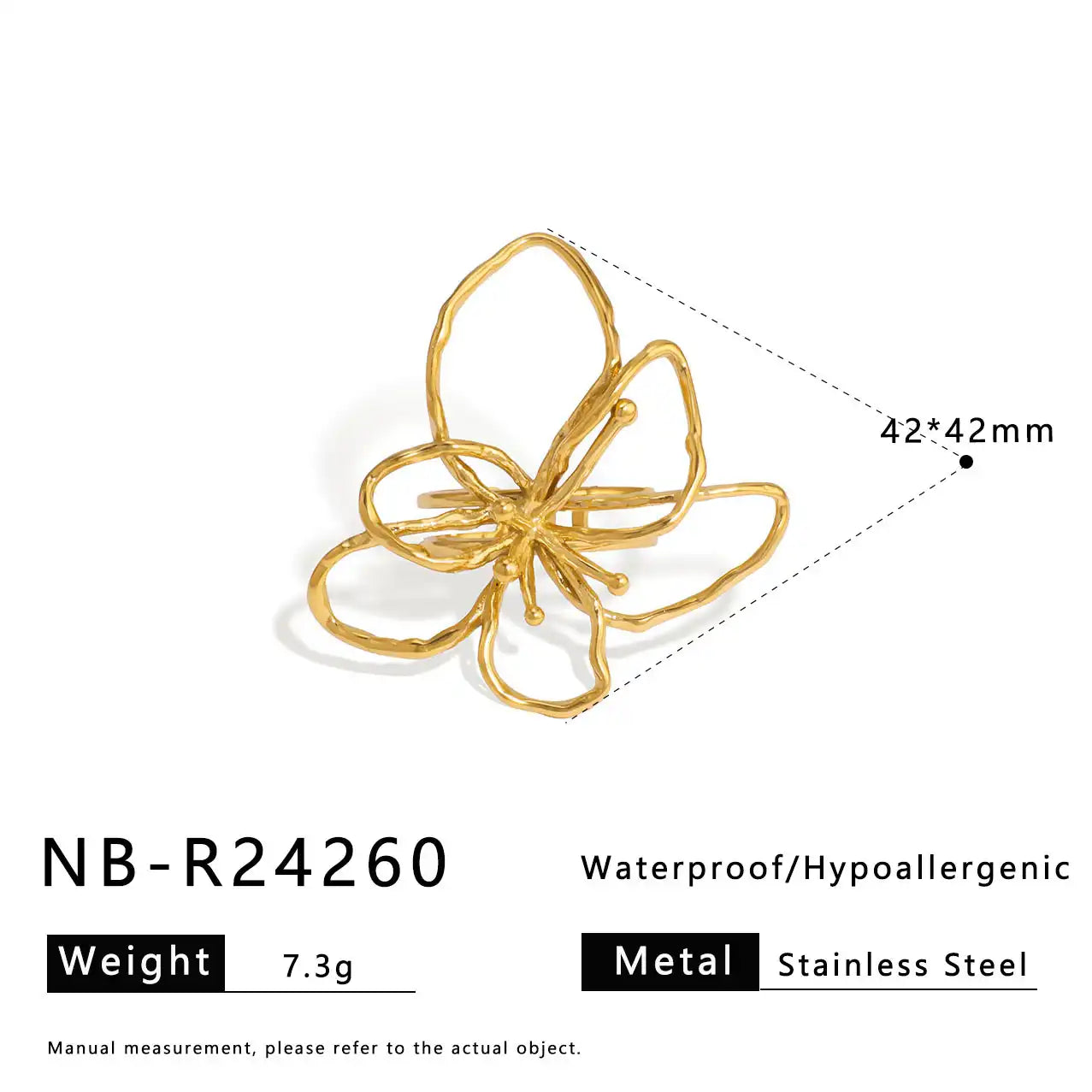 Stainless Steel Ocean-style with shell, flower, leaf and line hollow-out Rings  / 25204009